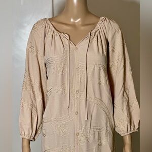 Elegant Beige Long Sleeve Dress